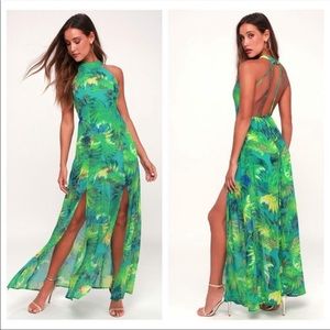 Lulu’s Tropic of discussion green Maxi dress small